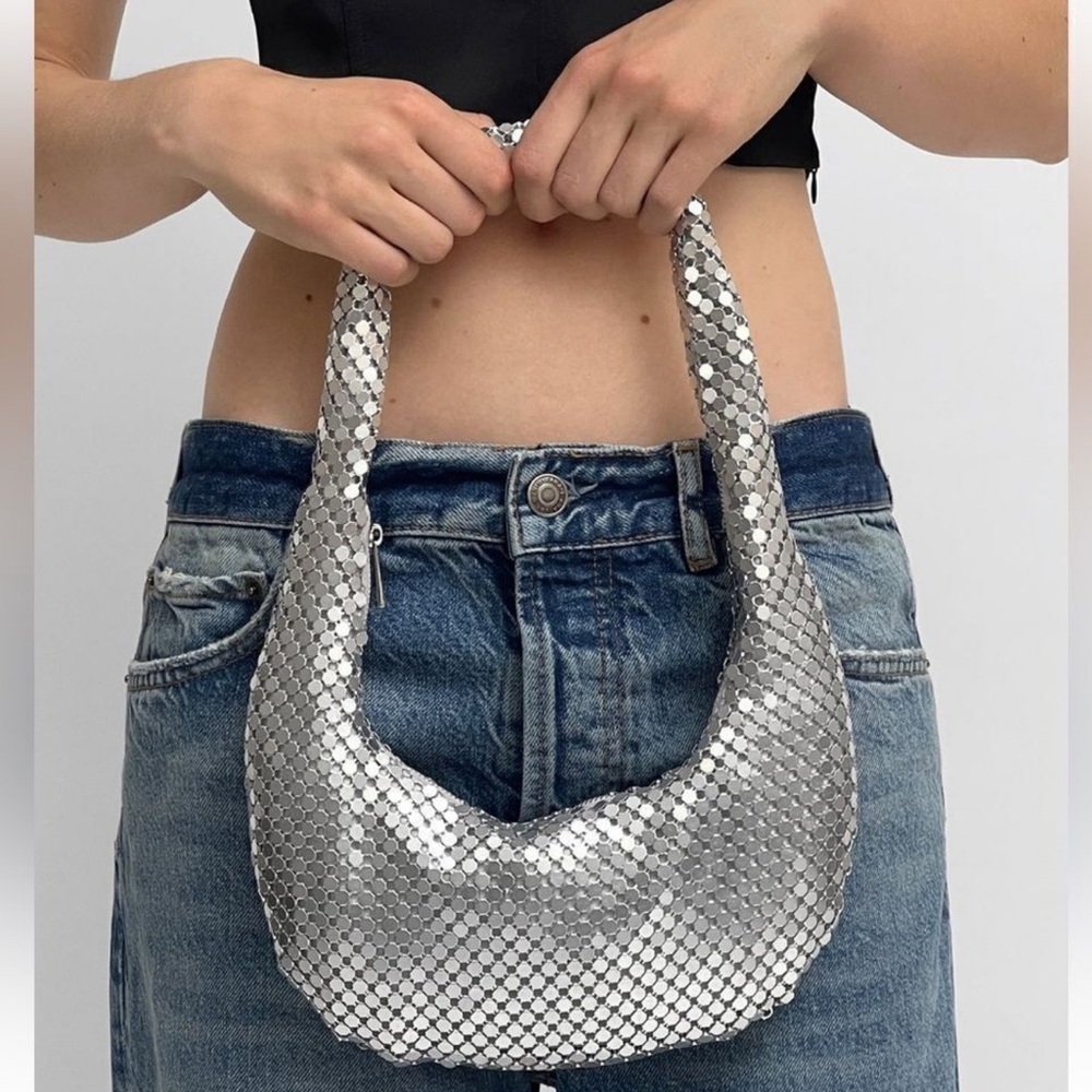 Zara Silver Mesh Shoulder Bag